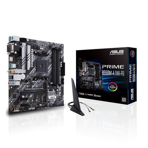 ASUS PRIME B550M-A WIFI, AMD B550 (Ryzen AM4) micro ATX, dual M.2, PCIe 4.0, Intel WiFi 6, USB 3.2 Gen 2 Type-A